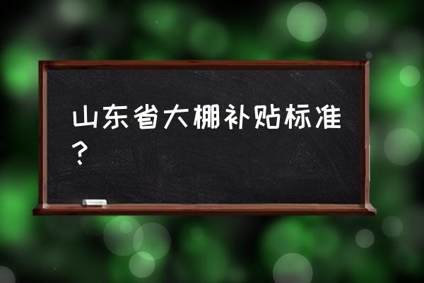 聊城种大棚有补贴吗 山东省大棚补贴标准？