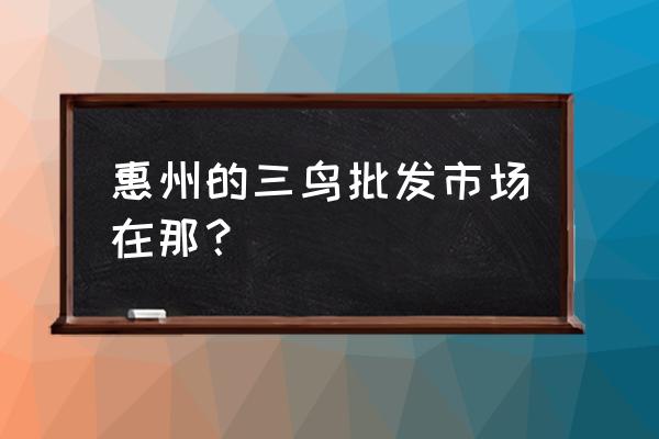 惠城区三鸟批发市场在哪里 惠州的三鸟批发市场在那？