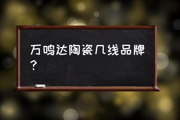 陶瓷国家标准制定企业有哪些 万鸣达陶瓷几线品牌？