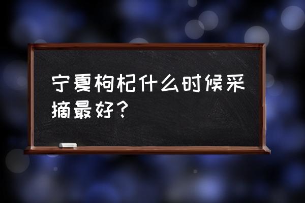 中卫头茬枸杞在几月份 宁夏枸杞什么时候采摘最好？