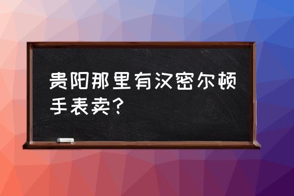 贵阳哪里卖名表 贵阳那里有汉密尔顿手表卖？