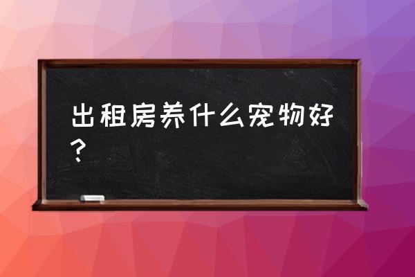 租房养什么宠物好 出租房养什么宠物好？