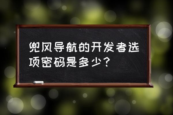 去兜风软件不是会员能一键导航吗 兜风导航的开发者选项密码是多少？