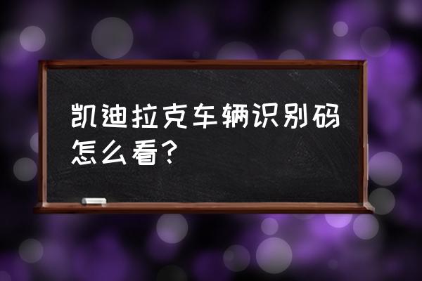 在软件上怎么查看车辆的vin码 凯迪拉克车辆识别码怎么看？