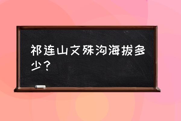 藏传佛教最好的供养 祁连山文殊沟海拔多少？