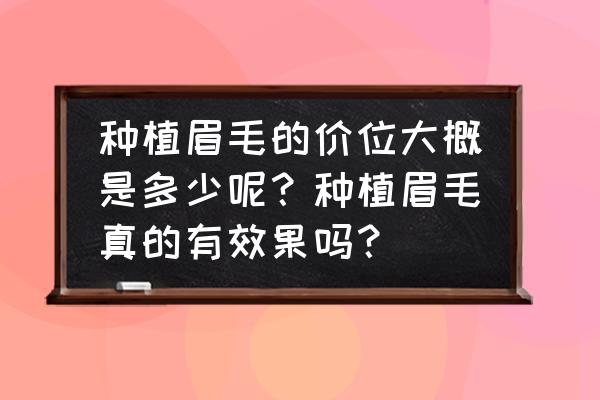 眉毛种植好还是纹好 种植眉毛的价位大概是多少呢？种植眉毛真的有效果吗？