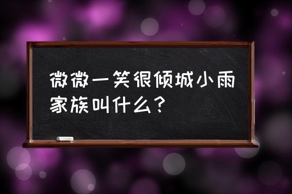 芦苇微微同款游戏 微微一笑很倾城小雨家族叫什么？